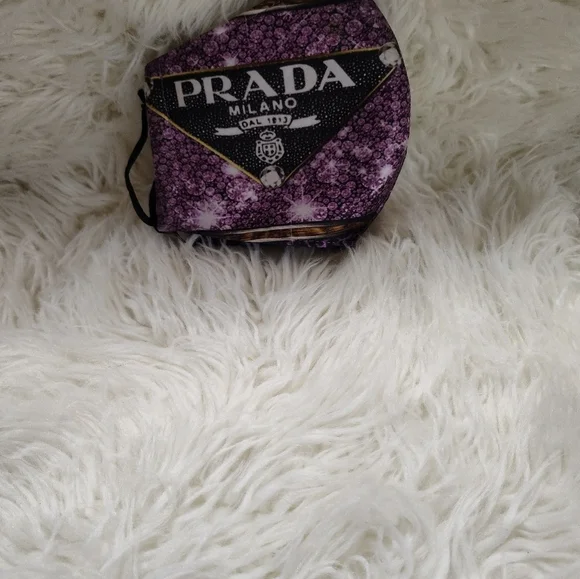 Handmade Purple and Black Fabric Face Mask NWOT - Picture 3 of 5